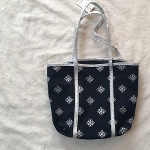 NWT Abercrombie Navy and Silver Glitter Bag